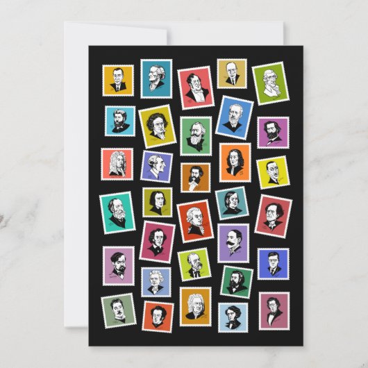 32 grafische portretten van de grootste componiste feestdagenkaart (Voorkant)