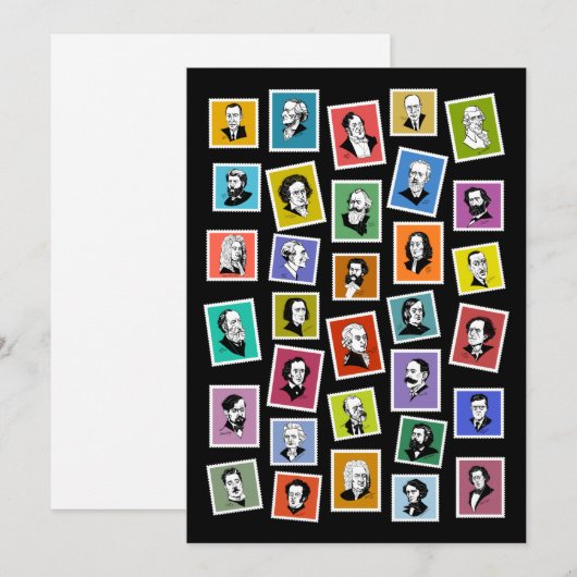 32 grafische portretten van de grootste componiste feestdagenkaart (Voorkant / Achterkant)