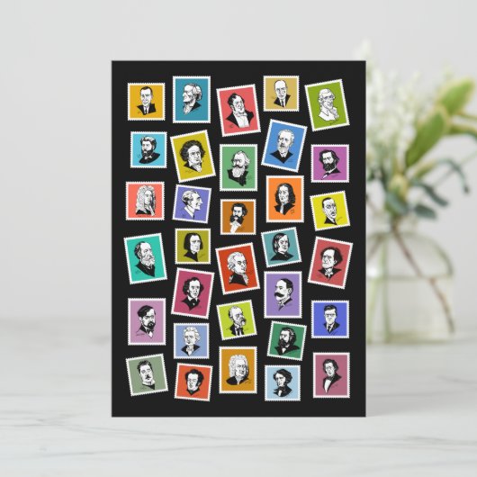 32 grafische portretten van de grootste componiste feestdagenkaart (Staand voorkant)