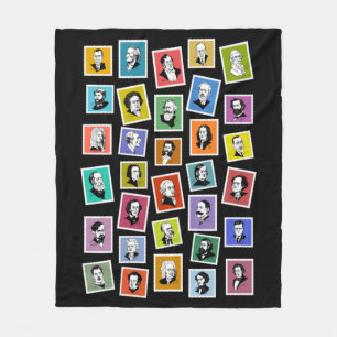 32 grafische portretten van de grootste componiste fleece deken