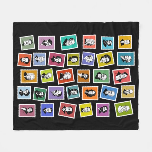 32 grafische portretten van de grootste componiste fleece deken (Voorkant (Horizontaal))