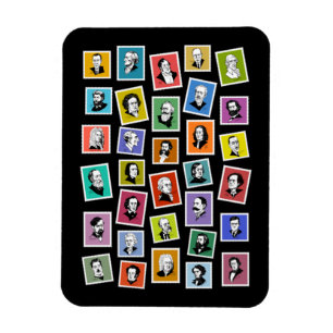 32 grafische portretten van de grootste componiste magneet