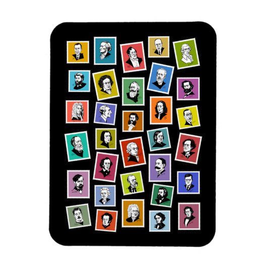 32 grafische portretten van de grootste componiste magneet (Verticaal)