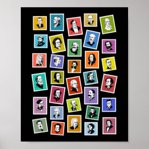 32 grafische portretten van de grootste componiste poster
