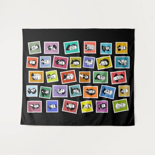 32 grafische portretten van de grootste componiste wandkleed (Voorkant (horizontaal))