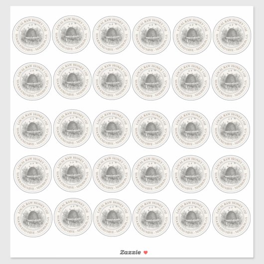 32-inch vinyl LOCAL HONEY mini jar LABELS (Vel)