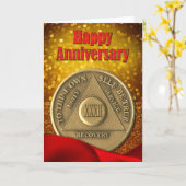 32 Jaar AA Munt Glitter Happy Jubileum Kaart (Gele Bloem)