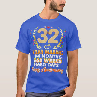 32 jaar Gehuwd Happy 32nd Wedding Jubileum Co. T-shirt