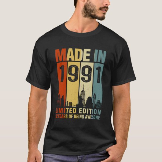 32 jaar Geweldige in 1991 T-shirt (Voorkant)