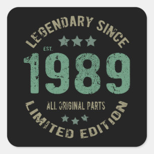 32 jaar oude dag 1989 legend sinds 32 september 19 vierkante sticker