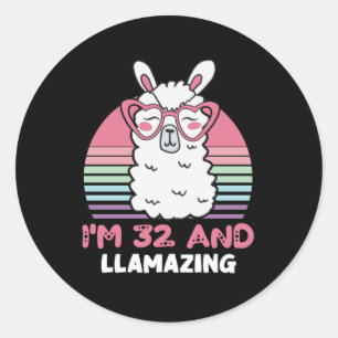 32 jaar oude dag Llamazing 32e verjaardag Llama Ronde Sticker
