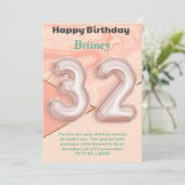32-jarige meisjes Happy Birthday-kaart (Staand voorkant)