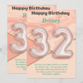 32-jarige meisjes Happy Birthday-kaart (Voorkant / Achterkant)