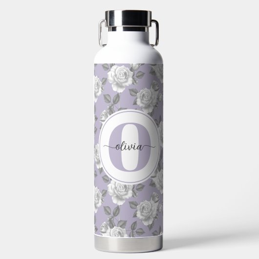 32 oz. Roos Tuin Monogram Lavendel Waterfles (Voorkant)