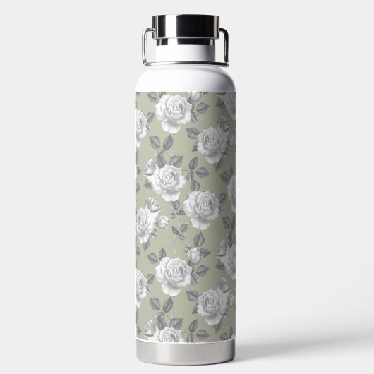 32 oz.Roos Tuin Monogram Salie Groene Waterfles (Achterkant)