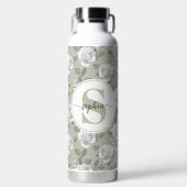 32 oz.Roos Tuin Monogram Salie Groene Waterfles (Voorkant)