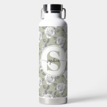 32 oz.Roos Tuin Monogram Salie Groene Waterfles