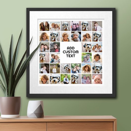 32 Photo Collage Modern Square Zwart-wit Poster