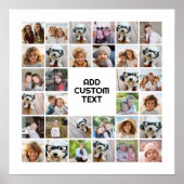 32 Photo Collage Modern Square Zwart-wit Poster (Voorkant)