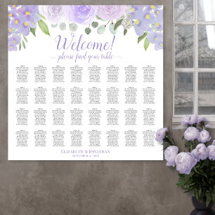 32 Tabel Licht Paars Floral Wedding Seating Chart Poster