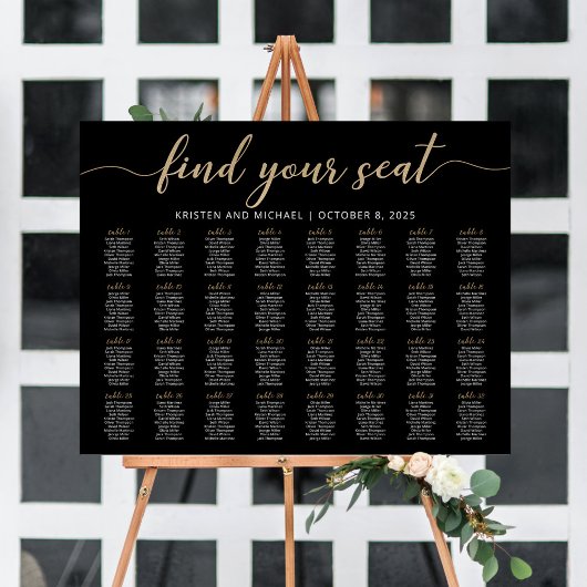 32 Tafels Vind uw Seat Black Zitkaarten Plan Poster