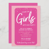 32 verjaardagsuitnodiging vrouwelijk roze kaart (Voorkant / Achterkant)