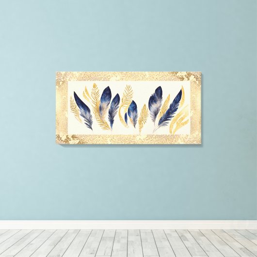 32" X 16" Vogels van een Veer Canvas Afdruk (Insitu (Houten vloer))