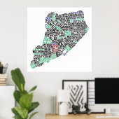 32 x 32 inch Staten Island Calligram Map Poster Pr (Thuiskantoor)
