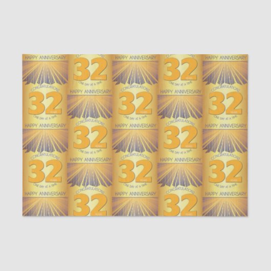 32 Year | Golden Ray 12 Step Anniversary Tissue Pa Tissuepapier (Voorkant)
