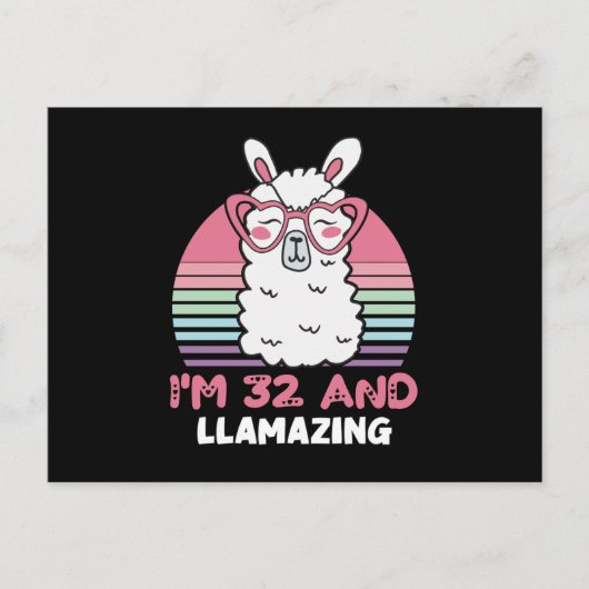 32 Year Old Bday Llamazing 32nd Birthday Llama Briefkaart (Voorkant)