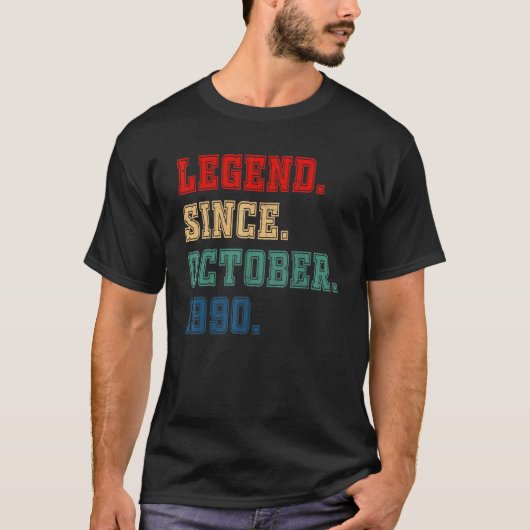 32 Years Old Legend Since October 1990 32nd Birth T-shirt (Voorkant)