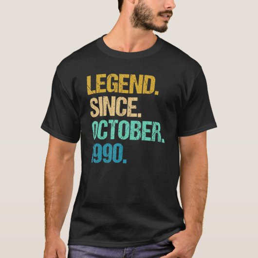 32 Years Old Legend Since October 1990 32nd Birth T-shirt (Voorkant)