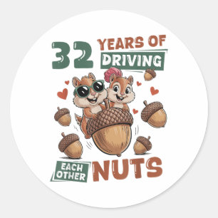 32e bruiloft Jubileum 32 jaar koppel matching Ronde Sticker