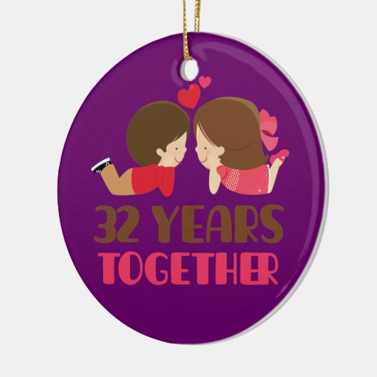 32e bruiloft Jubileum cadeau voor haar Keramisch Ornament (Links)