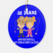 32e bruiloft Jubileum Funny Gift voor haar Keramisch Ornament (Links)