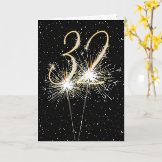 32e bruiloft sparklers kaart (Gele Bloem)