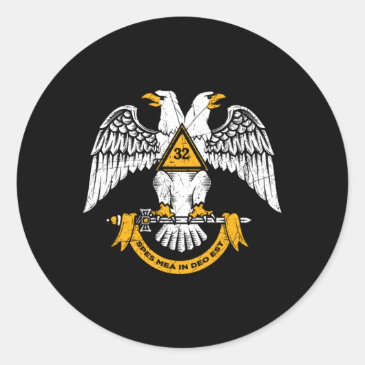 32e graad Masonic Scottish Rite Wings Down Fathe Ronde Sticker (Voorkant)
