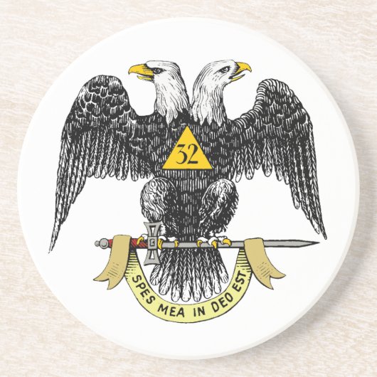 32e graads Scottish Rite Black Eagle Zandsteen Onderzetter (Voorkant)