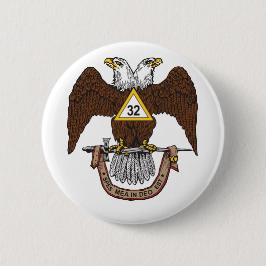 32e graads Scottish Rite Brown Eagle Ronde Button 5,7 Cm (Voorkant)