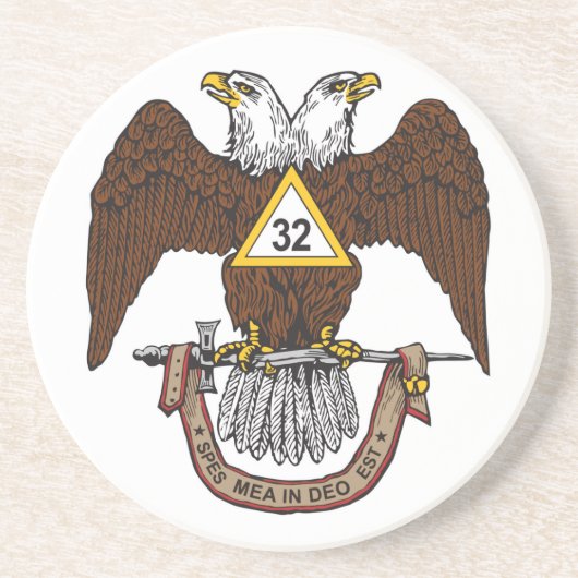 32e graads Scottish Rite Brown Eagle Zandsteen Onderzetter (Voorkant)