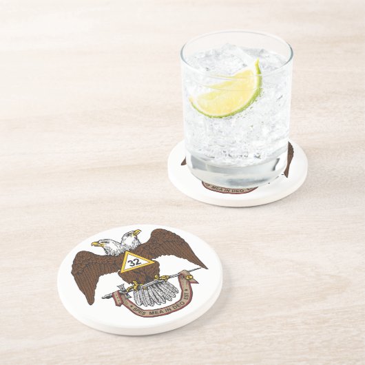 32e graads Scottish Rite Brown Eagle Zandsteen Onderzetter (Zijkant)