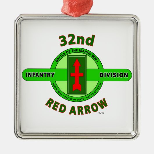32E INFANTRY DIVISION "RED ARROW" METALEN ORNAMENT (Voorkant)