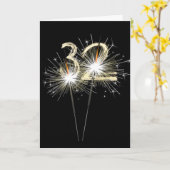 32e jaarsparklers op zwarte Kaart (Gele Bloem)