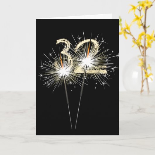 32e jaarsparklers op zwarte Kaart (Gele Bloem)