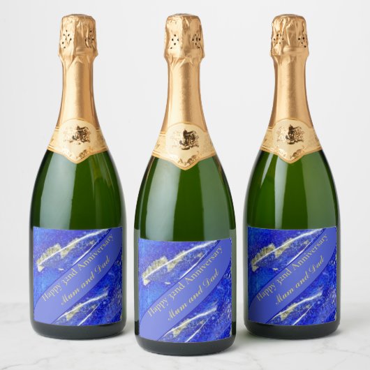 32e Jubileum voor bruiloft, bewerkbaar Sparkling Wijnetiket (Flessen)