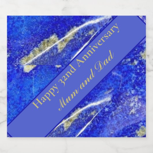 32e Jubileum voor bruiloft, bewerkbaar Sparkling Wijnetiket (Enkel label)