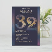 32e paarse en gouden verjaardag kaart (Staand voorkant)