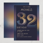 32e paarse en gouden verjaardag kaart (Voorkant / Achterkant)