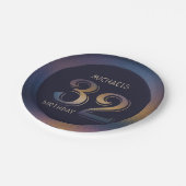 32e paarse en gouden verjaardag papieren bordje (Gekanteld)