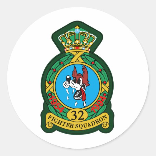 32e (tactisch) Vuurgetijdenkantongen Wolfhounds Ronde Sticker (Voorkant)